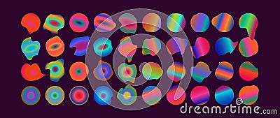 Vector set of amazing Y2K aura gradients. Saturated color palette. Geometric elements for social media, branding, psychedelic logo Stock Photo