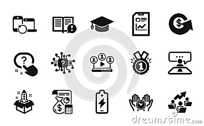 Vector set of Approved, Graduation cap and Safe time icons simple set. Vector Vector Illustration