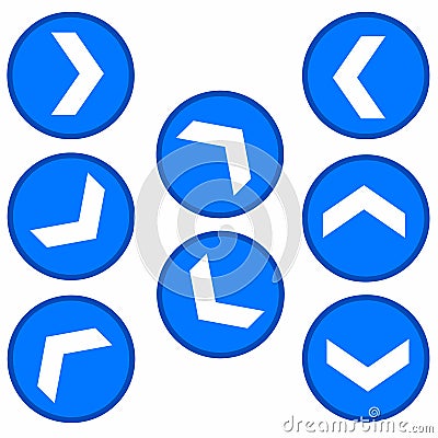 Vector set - arrows in blue circles Vector Illustration