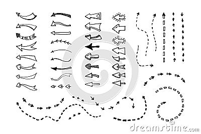 Vector set of arrows of various shapes Vector Illustration