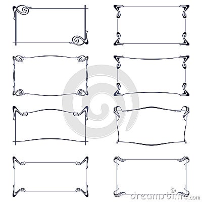 Vector set of art nouveau frames for print and design. Vector Illustration