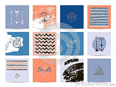 Vector set of artistic cards Vector Illustration