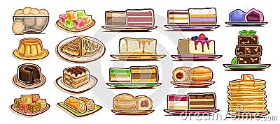 Vector Set of assorted Desserts Vector Illustration