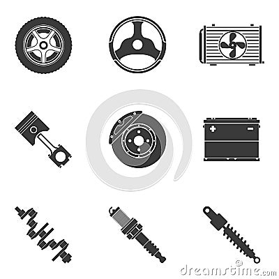 Vector set of auto spare parts Vector Illustration