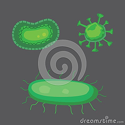 Vector set bacteria and virus flat illustration Vector Illustration