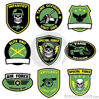 Set badges military in bundle Vector Illustration