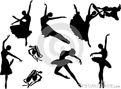 Vector Set of ballet dancers silhouettes Vector Illustration