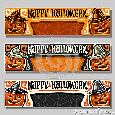 Vector set of banners for Halloween holiday Vector Illustration
