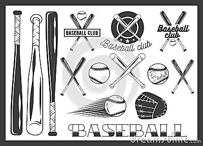 Vector set of baseball club emblem, label, badges Vector Illustration