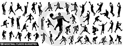 Vector set of Basketball players silhouettes Vector Illustration