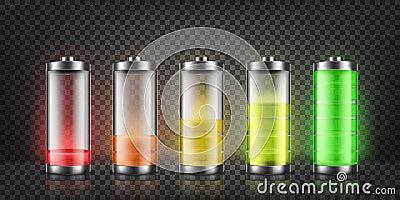 Vector set of battery charge indicators Vector Illustration