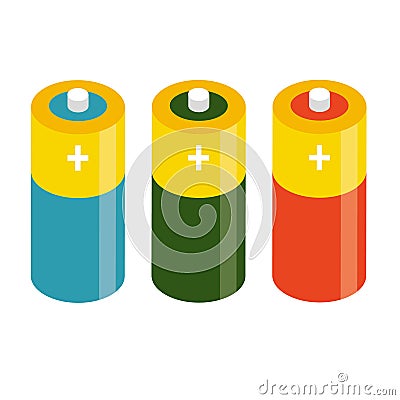 Electricity charge technology. Energy concept. Set of accumulator alkaline battery Stock Photo