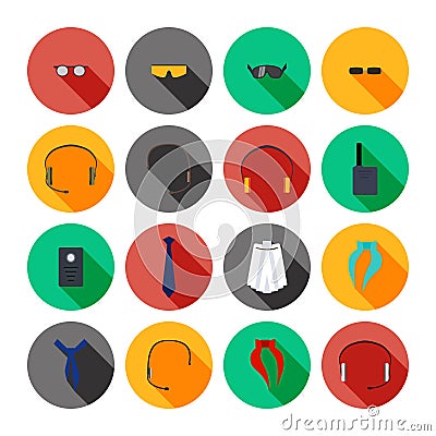 Vector set of beautiful accessories icons. Vector Illustration