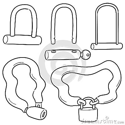Vector set of bicycle lock Vector Illustration