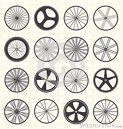 Vector Set: Bike Wheel Silhouettes Vector Illustration