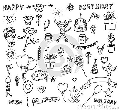 Vector set of birthday doodles Vector Illustration