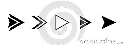 Vector set of black arrows. Right direction pointers. Isolated icons for app Vector Illustration