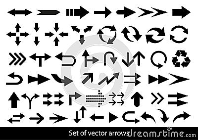 Vector set of black arrows on a white background. Vector Illustration