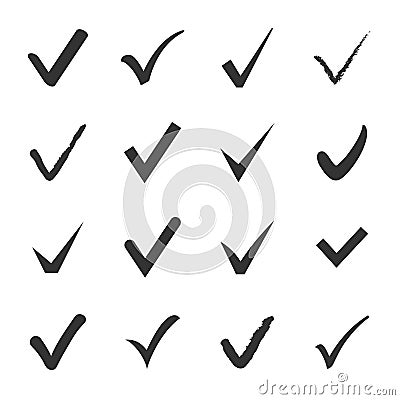 Vector set of black confirm check box icons. Vector Illustration