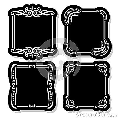 Vector set of black decorative Frames Vector Illustration