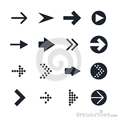 Vector set of black different Arrows Icon Vector Illustration