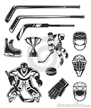 Vector set of black hockey icon Vector Illustration