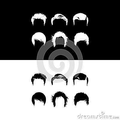 Vector Set of Black Male Hairdresser. Type of Men Hairstyles. Vector Illustration