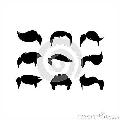 Vector Set of Black Male Hairdresser. Type of Men Hairstyles. Vector Illustration