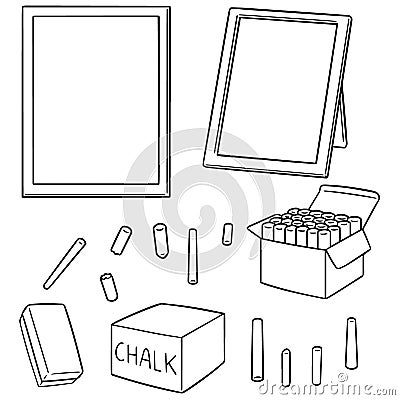 Vector set of blackboard and chalk Vector Illustration