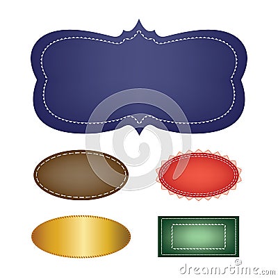 Vector set of blank labels, a variety of colors and shapes with borders Vector Illustration