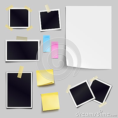 Vector set of blank paper objects. Empty white sheet of A4 Vector Illustration