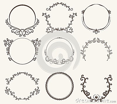 Vector set of border circle frame vintage style Vector Illustration