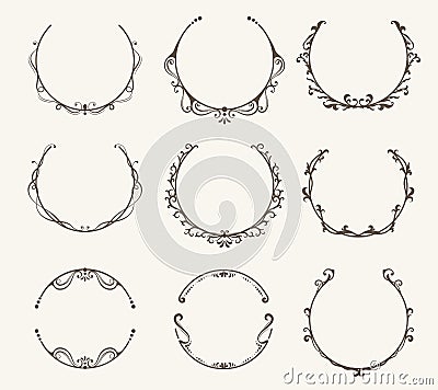 Vector set of border circle frame - vintage style Vector Illustration