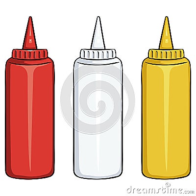 Vector Set of Bottles. Ketchup, Mayo, Mustard Stock Photo