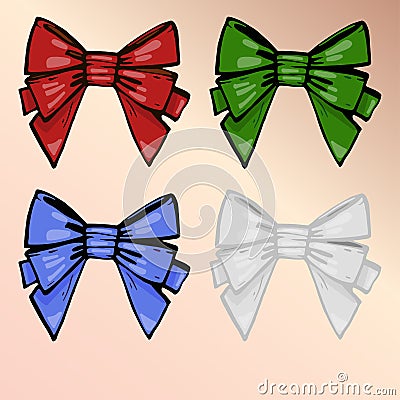 Set of multi-colored bows Vector Illustration