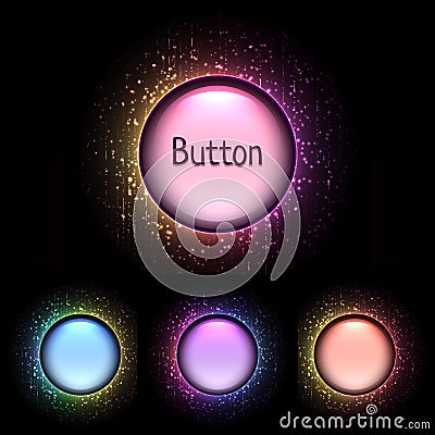 Vector set of bright color shiny buttons Vector Illustration