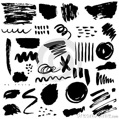 Vector set of brush textures and elements. Vector Illustration