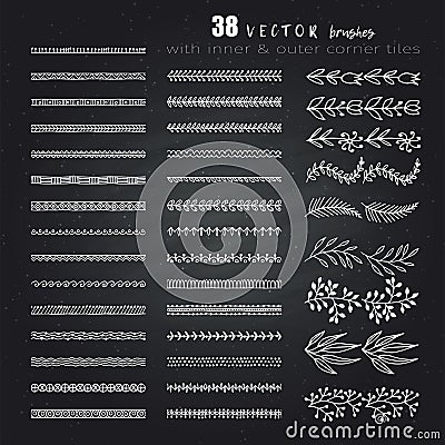 Vector set of brushes with outer and inner corner tiles Vector Illustration