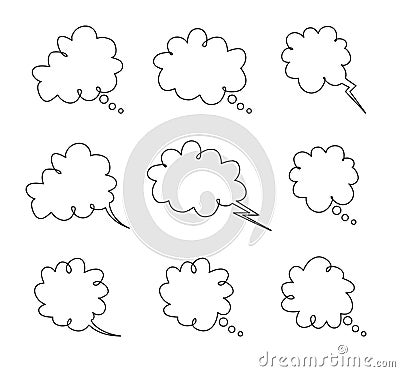 Vector set of bubbles for thinking or speech text Vector Illustration