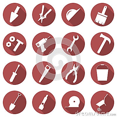 Vector set of building concept icons. Flat images of tools. Vector Illustration