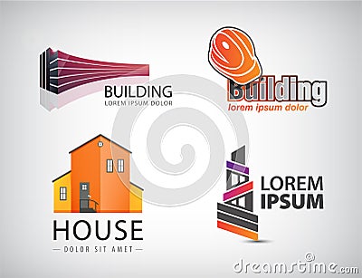 Vector set of building logos. House, office, real estate icons Vector Illustration