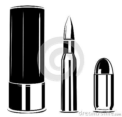 Vector set bullet caliber of weapon Vector Illustration