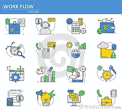 Vector set of business and digital money icons in thin line style. Website UI and mobile web app icon. Outline design Vector Illustration