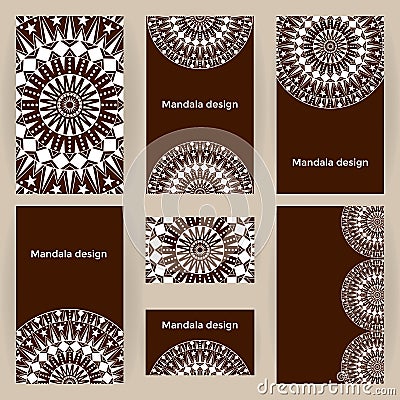 Vector set business forms with mandalas. Cards templates Vector Illustration