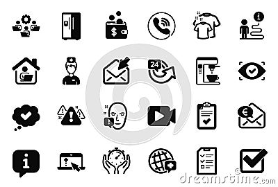 Vector Set of Business icons related to Checkbox, Doctor and Timer. Vector Vector Illustration
