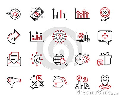 Vector Set of Business icons related to Survey results, Web search and Share. Vector Vector Illustration