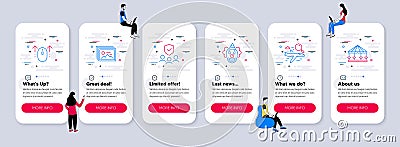 Vector Set of Business icons related to Swipe up, Clown and Search flight. Vector Vector Illustration