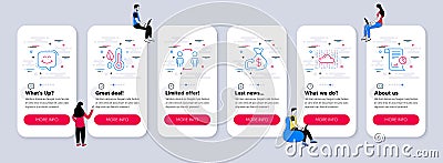 Vector Set of Business icons related to Thermometer, Workflow and Cloud system. Vector Vector Illustration