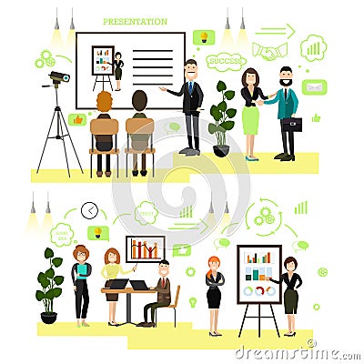 Vector set of business people symbols icons in flat style Vector Illustration