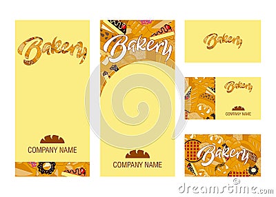 Vector set of business template and branding elements for bakery, bread shop and cafe Vector Illustration